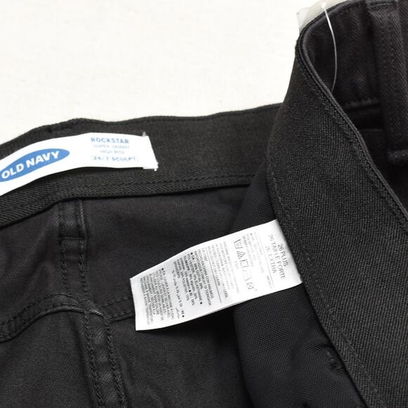 NEW Old Navy Women's Jeans Cotton Blend Black Size 26 Plus 24/7 Sculpt Rockstar - Picture 7 of 8